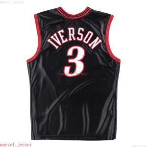 % 100 dikişli Allen Iverson Siyah Finaller Forması XS-6XL MENS TROMAKS BASKETLİ Formaları Ucuz Erkek Kadın Gençlik