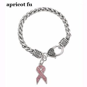 Charm Armband Mix Colors Rosa Ribbon Cancer Awareness Charms Crystal Bracelet1