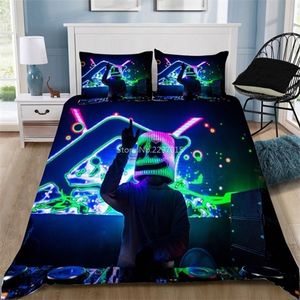 DJ Marshmello 3D -sängkläder Set Tryckt täcke kudde Twin Full Queen King Bed Linen Bedclothes Comporter Cover Set C1018239s