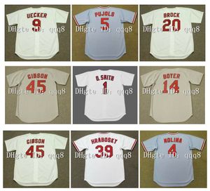 Vintage Jersey Bob Gibson Jack Clark Lou Brock McGwire Ozzie Smith Jim Edmonds Curt Flood Molina Maxvill John Tudor Joe Torre Ken Boyer White Blue Grey Retro Baseball