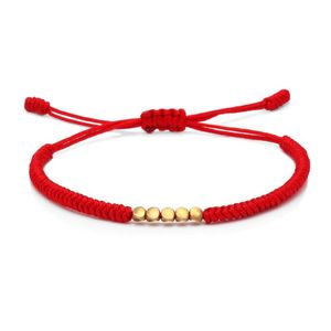 Charme Armbänder Tibetan Buddhistisch Glücksknoten Kupfer Perlen Geflochtene Armband Frauen Männer Rote String Kabalah Einstellbare Twist Handgemachte Schmuck