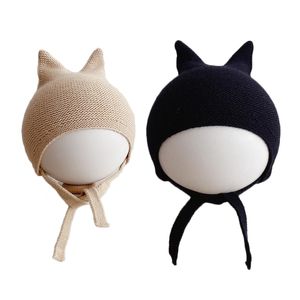 Bebê infantil chapéu chapéu macio gorro bonito gorro de bebê inverno capota de batismo com cinta de queixo cor sólida inverno inverno acessórios quentes tampões y201024