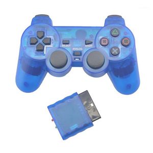 Kontrolery gier joysticks przezroczysty kolor bezprzewodowy gamepad dla PS2 2.4G wibracji joystick kontroler 2 joypad1