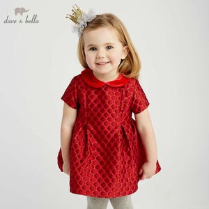 Dave Bella Baby Girls Dots Dress Rękawy Suknie Wiosna Dzieci Dziewczyny Dress Dzieci Urodziny Party Boutique Dress LJ200921