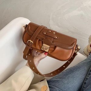 Color contrast women's bag autumn and winter fashion retro armpit bag square PU leather one shoulder women's bag handbag