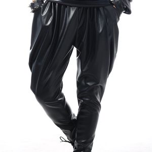 최고의 버전, 새로운 패션 브랜드 힙합 성격 성능 스웨트 팬츠 남성 바지 무대 가짜 가죽 하렘 바지 201110