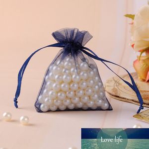 7x9cm 100 teile/los Marineblau Organza Schmuck Verpackung Beutel Kleine Kordelzug Beutel Tüll Sack Angepasst Logo Druck Großhandel