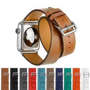 Cinturino per orologio intelligente in vera pelle pieno fiore per Apple iWatch Series 12345678 Cinturino per uomo donna 38mm 40mm 42mm 44mm 45mm 49mm