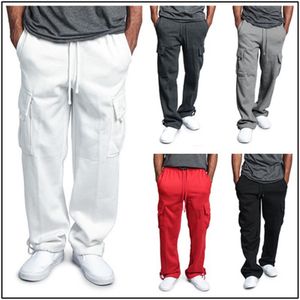 2020 novas calças de moletom de corrida para cor sólida calças soltas casuais masculinas joggers academias bolsos de marca calças cargo plus size x1228