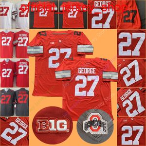 Eddie George Jersey College NCAA Football Osu Ohio State Buckeyes Maglie rosse Grey White Size S-3xl