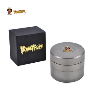 HONEYPUFF Magnetic Aircraft Alluminio Smoke Herb Grinder CNC Denti 63MM 7 Pezzi Metallo Tabacco Dry Crusher Spice Pepper Muller