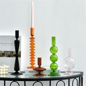 Glas Kerzenhalter Home Decor Small Vase Dekoration Zubehör Kerzenständer Europäischen Stil Hochzeit 211222
