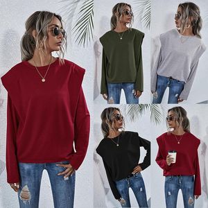 Men's Sweaters Women Leisure Ladies Oversized Sweatshirt Round Neck Long-Sleeve Shoulder Pads Casual Loose Sweater Pullover Clothes1