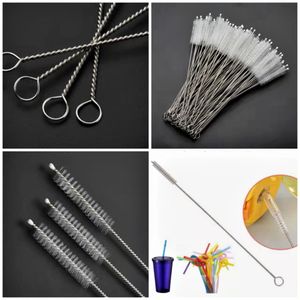 DHL Nylon Straw Feeding bottle Cleaners Stainless steel Cleaning Brush Drinking Pipe Cleaners 175 mm Long DH8886