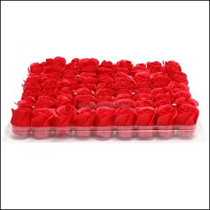 Hurtownie 81pcs / Box Handmade Rose Soap Sztuczne Suszone Kwiaty Matki Day Wedding Valentines Christmas Gift Decoration for Home Drop Deliv