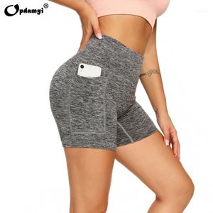 Yoga Outfits Women's High Waist Sports Shorts Workout Running Fitness Tight Leggings Female Seamless Gym With Pocket Plus Size