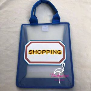 Bolsa de compras em pvc c presente moda armazenamento impresso c bolsa de praia casual tranasparente bolsa de papelaria armazenamento de revistas