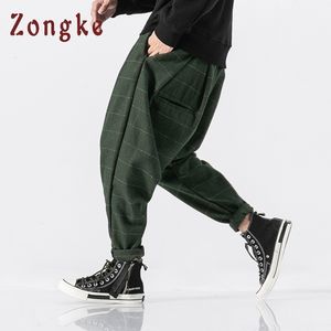 Zongke Sonbahar Çin Tarzı Kalın Rahat Pantolon Erkek Harem Pantolon Hip Hop Joggers Erkek Pantolon Japon Streetwear Erkekler M-5XL 201.125