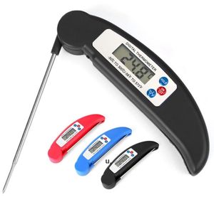 Digital LCD Food Thermometer Probe Folding Kök Termometer BBQ Köttugn Vatten Oljetemperatur Testverktyg RRA11813