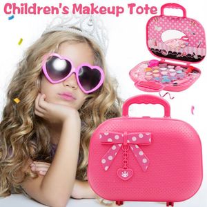 Crianças Cosméticos Maquiagem Caixa Princesa Set Seguro Batom Não-Tóxico Nail Polonês Girl Play House Brinquedo Aniversário Presentes de Natal LJ201009