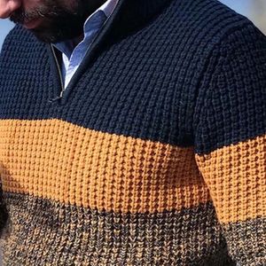 Sweter Mężczyźni Ubrania Kolor Blok Moda Mężczyzna Slim Plus Size Dzianiny Pullover Z Długim Rękawem Top Jesień Zima Mężczyzna Swetry Knit 201203
