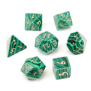 Synthesis Malachite Loose Gemstones Engrave Dungeons And Dragons Game-Number-Dice Customized Stone Role Play Game Polyhedron Stones Dice Set Ornament Wholesale
