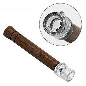 Glass Smoking Pipes One Hitter Detachable Walnut Wood Mouthpiece Pocket Hand Pipe Wooden Mouth Filter Tip Tobacco Herb Cigarette Holder Smoke ZL0340epacket