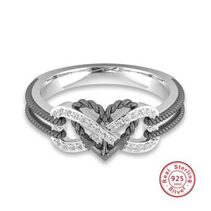 2 couleurs Pave CZ Sterling Sterling Infinity Heart anneau Eternity anneau d amour sans fin Anneaux de cadeau pour femmes hommes mariages bijoux