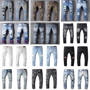 2022 Top High Quality Designer Mens Jeans Motocycle HolesLuxury Denim Men Fashion Streetwear men's clothing Hip Hop designer pants