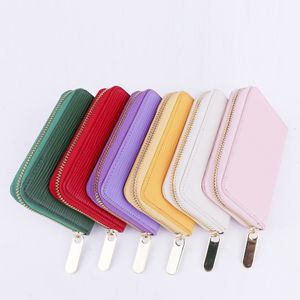 Candy Color Fashion Card Holder Water Ripple Short Zipper Ladies Wallet