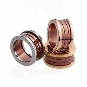 Europe America Fashion Style Men Lady Women Titanium Steel Engraved B Initials Coffee Ceramic Screw Thread Rings US6-US10