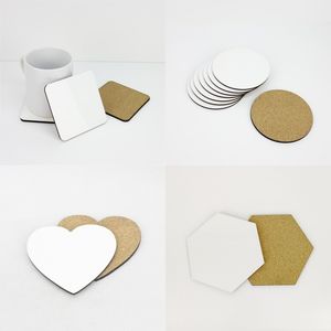 Süblimasyon Boşlukları Fincan Paspaslar Içecekler DIY Özelleştirilmiş Emici Mantar Coaster 10 * 10 cm