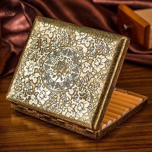 Vintage Peony Copper Cigarette Case Hold Men's Gift 20pcs Cigarette Box Business Men Cigar Case Gadget for Smoker Smoke Tools Y1113