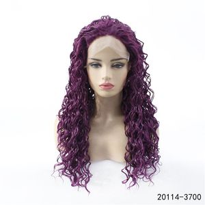 Afro kinky lockig syntetisk spets-frontal peruk naturlig färg simulering mänskliga hår spets fram peruker 20114-3700