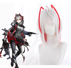 ARKNIGHTS Wコスプレ衣装WIG耐熱合成ヘアハロウィーンパーティーロールプレイウィッグ+無料ヘアキャップ