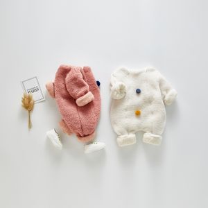 Inverno bambino infantile Carino pile giacca calda pagliaccetto neonate ragazze palla colorata tute spesse 201029