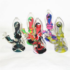 Hookah Silicone Bubbler Dab Rigs Bong glöd i mörkret med skål glasolja brännare rör