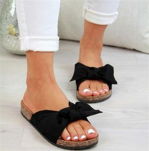 Hot Sale Quality New Fashion Bow Slippers Women Sommer Torridity Sandals Slipper Indoor Outdoor Linen -flops Beach Shoes Female