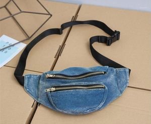 Marsupi 3 pz/lotto Donne Demin Plain Casual Fanny Pack 2 colori Cowboy Top Zipper Petto Borse1