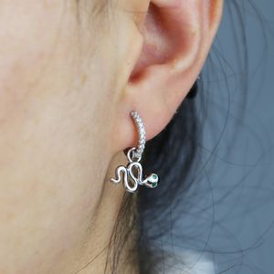 New Arrived Mini Snake Charm Hoop Earring with 5A Cz Pave Animals Earrings Jewelry for Lady Girl Party Wedding Jewelry Wholesale