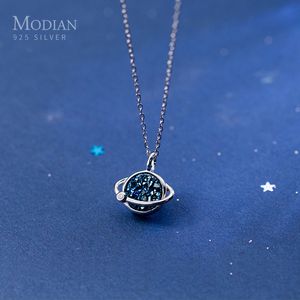 Modian nova venda azul charme misterioso planeta cristal pingente colares clássico 100% 925 esterlina festa de prata cadeia jóias q0531