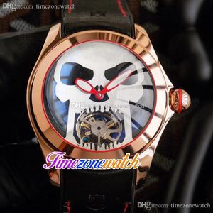 New 45mm Fun Fisheye Tourbillon Japan Quartz Chronograph Mens Watch Rose Gold Case Leather Rubber Strap Watches Timezonewatch TWCOR E52a1