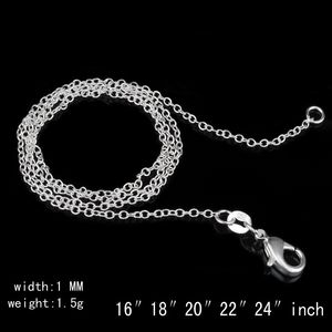 1mm 925 Sterling Silver Chains Jewelry DIY Fashion Women Gifts Link Rolo Chain Necklaces with Lobster Clasps 925 Stamp 16 18 24-30 Inches