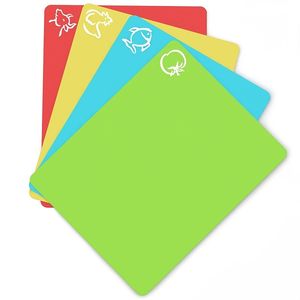 Flexible Plastic Non-slip Chopping Block - Cutting Board - Cutting Mats With Food Icons Kitchen Tools (Set Of 4) 15"x 12" T200703