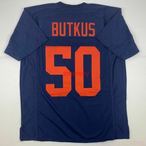 Anpassad ny Dick Butkus Illinois Blue College Stitched Football Jersey Lägg till valfritt namnnummer