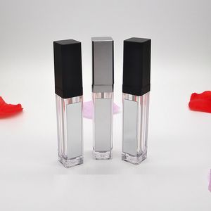 7ML LED Empty Lip Gloss Tubes Square Clear Lipgloss Refillable Bottles Container Plastic Lipgloss Makeup Packaging with Mirror and Light