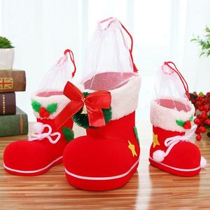Decorazioni natalizie Divertenti stivali di caramelle Babbo Natale calze floccate Confezione regalo decorativa Forniture per la decorazione della casa1