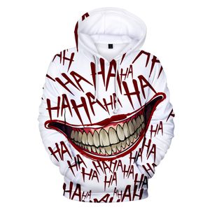 Fashion-Lucky Friday Haha Joker Funny 3D Halloween Crazy Smile Sorriso Felpa con cappuccio Felpa Fashion Fashion Streetwear Giacca Unisex sportswear