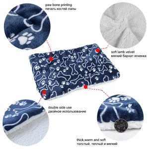 Pet Large Dog Blanket Winter Pet Bed Mat Paw Print Puppy House for Cat Fleece Lounger Dogs Cushion Cats Pad Chihuahua Products LJ201028