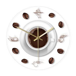 Kawa ręka ziaren kawy zegar ścienny z podświetleniem LED nowoczesny design Cafe kawa kubek reloj de pared kuchenny akrylowy zegarek ścienny LJ201204